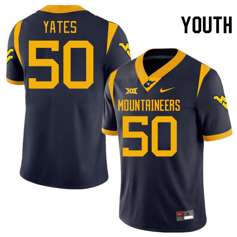 Youth #50 Brandon Yates West Virginia Mountaineers College 2024 New Uniforms Football Jerseys Stitch